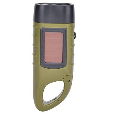 Imagem de Lanterna de Manivela Solar Mosquetão Tocha Recarregável LED Dínamo Tocha Portátil à Prova d'água Com Mosquetão para Acampamento Escalada Ao Ar Livre Caminhada (Verde)