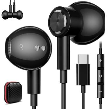 Imagem de Fones de ouvido USB C para iPhone 17 Air 16e 16 Pro Max 15 Plus, tipo C, fones de ouvido com fio, com microfone, fone de ouvido esportivo magnético HiFi para iPad Pro Air Samsung Flip Fold 6 Galaxy