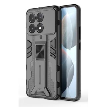 Imagem de SORAKA Capa para Xiaomi POCO X6 Pro 5G com suporte Capa de proteção resistente para Xiaomi POCO X6 Pro 5G Capa com placa de metal para suporte magnético para carro Capa Silm Fit