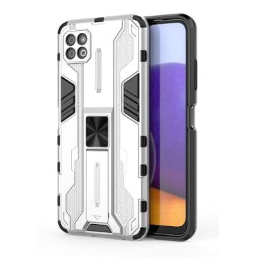 Imagem de SORAKA Capa para Samsung Galaxy A22 5G com suporte Capa de proteção resistente para Samsung Galaxy A22 5G Capa com placa de metal para suporte magnético para carro Capa Silm Fit