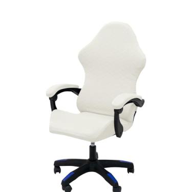 Imagem de Conjunto de capa de cadeira de jogos com capas de apoio de braço, capa elástica de jacquard, 1 capa de ajuste de forma e capas de braços de cadeira incluídas (sem cadeira (creme)