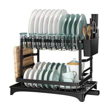 Imagem de Escorredor De Louças Desmontável 2 Andares Aço Inoxidavel Bancada Cozinha Premium Preto