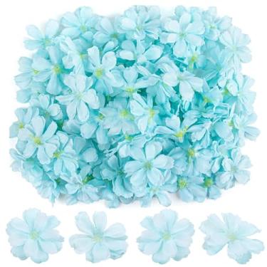 Imagem de AUEAR, 100 cabeças de flores falsas artificiais, ameixa, flor de cerejeira, para artesanato faça você mesmo, decoração de casamento em casa (azul)