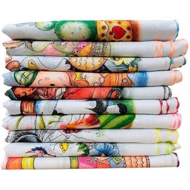 Imagem de Pano De Prato Estampado Colorido Com 10 Peças algodão(10UN.PANO DE PIA BRANCO 30X38)