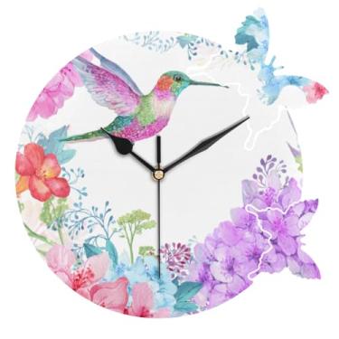 Imagem de Relógios de parede silenciosos sem tique-taque - Relógio de parede analógico para cozinha, sala de estar, quarto, decoração de casa (árvore e flores)