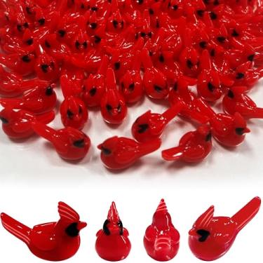 Imagem de LUFEEMGA 120PCS Mini Resin Red Cardinals Christmas Ornaments, Tiny Miniature Small Resin Birds for Crafts, Holiday Decor, DIY Projects Tree & Wreath Decorations