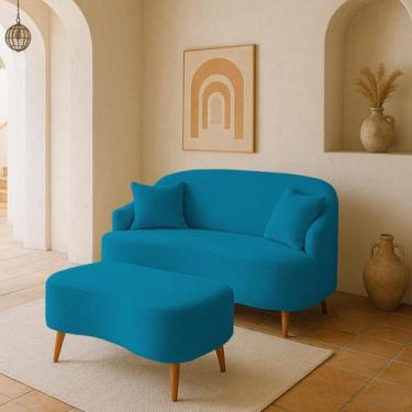 Imagem de Conjunto Sofá Curvo Orgânico Malu 01 Puff Boucle - Silverio Decor, Tur