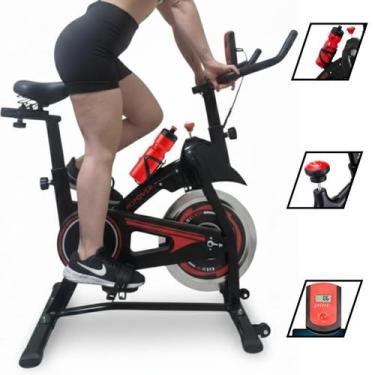 Imagem de Bicicleta Ergométrica Spinning Roda Inércia 13 Kgs Fitness Monitor LCD