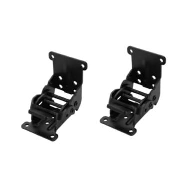 Imagem de Generic 2x Suportes dobráveis ​​com trava automática, dobradiças de 0/90/180 graus, suporte de extensão com parafuso para garagem, cozinha, móveis domésticos, Preto Fosco