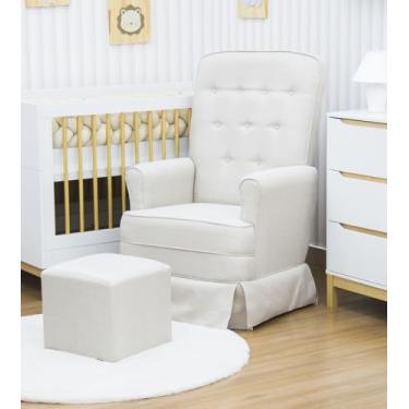 Imagem de Poltrona Amamentação Julia Linho com Puff e Balanço Gariani – Linho