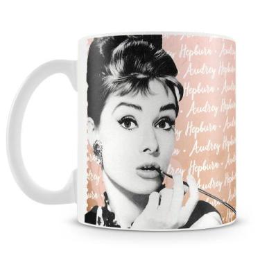 Imagem de Caneca Personalizada Audrey Hepburn Retrô - Porcelana Brilhante - Amo 
