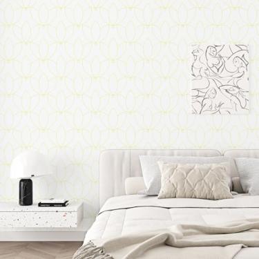 Imagem de Wallderful Papel de parede floral tulipas descascar e colar papel de parede branco e dourado amigável para locatários papel de parede dourado removível autoadesivo para quarto envoltório de vinil para