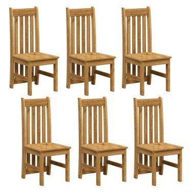 Imagem de Kit 6 Cadeiras em Madeira Maciça Lille Espresso Móveis Nogueira