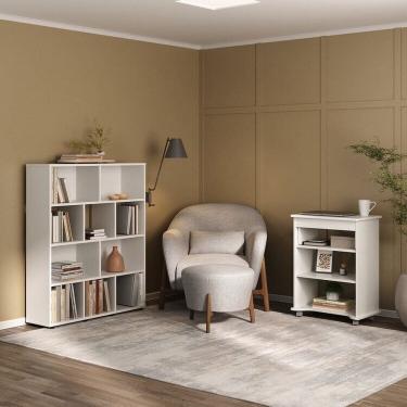 Imagem de Conjunto escrivaninha Tampo e estante Book com diversos nichos Branco