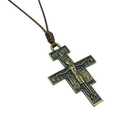 Imagem de Colar Cordão Crucifixo São Damião Metal Dourado - FORNECEDOR 1