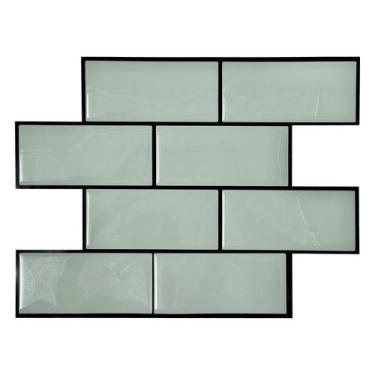 Imagem de Pastilha Adesiva Resinada Metrô Orvalho Rejunte Preto - 38,5cm x 29,5c