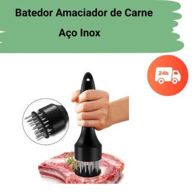 Imagem de Amaciador Batedor Furador De Carne Bife Martelo Manual Aço Inox Profis