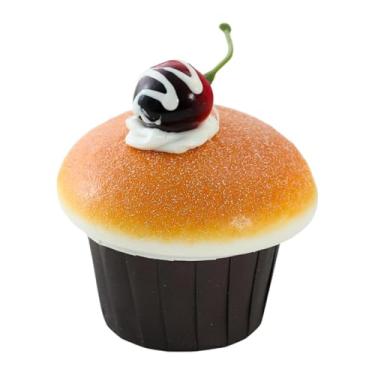 Imagem de Ｂｅｓｇａ Simulação de modelo de bolo artificial, enfeite de bolo, suporte de exibição de cupcake artificial para padaria, Cereja