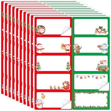 Imagem de Etiquetas de endereço de Natal adesivos de 5 x 10 cm para impressão etiquetas de correspondência Papai Noel boneco de neve para embalagens caixas de envelopes 200 peças 10 designs