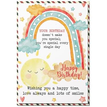 Imagem de BlinkWishes Cartão de aniversário para filha, ela, presentes de feliz aniversário para meninas, filha com envelope e selo, cartão de aniversário engraçado para crianças, presente de aniversário para