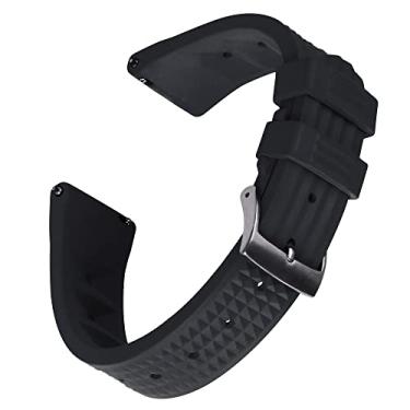 Imagem de JWNSPA Pulseiras de relógio de liberação rápida – Borracha de mergulho à prova d'água FKM/FPM pulseira de relógio 20 mm 22 mm para homens e mulheres (fivela preto/prata, 22 mm)