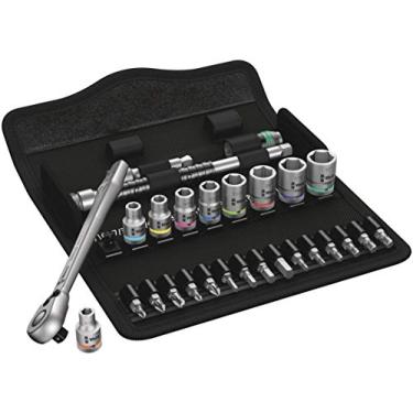 Imagem de Wera 05004021001 | 8100 Zyklop Conjunto de soquetes de chave catraca de metal imperial de 1/10.2 cm + bolsa de ferramentas - 28 peças