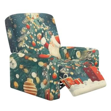 Imagem de Cugasmaru Capa para poltrona reclinável de Natal, decorações, 4 peças, Papai Noel, Lazyboy, capa de cadeira reclinável, antiderrapante, para cadeira reclinável com bolsos de armazenamento