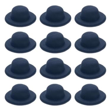 Imagem de PATIKIL Mini chapéus formais de 5,8 cm, 12 peças de mini chapéus de boneca em miniatura para artesanato, acessórios de cabelo, decoração de boneca, boneco de neve, azul marinho