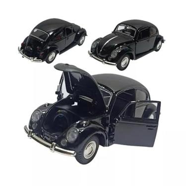 Imagem de Carrinho Fuscão Preto em Ferro Miniatura Colecionável Abre Portas, Capô com Fricção