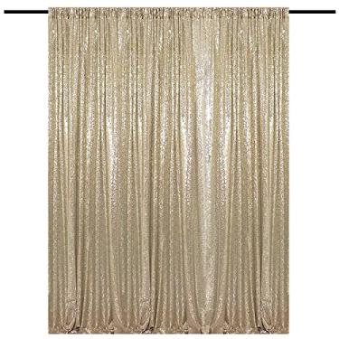 Imagem de TCBESTO Cortina de pano de fundo de lantejoulas ouro champanhe 2,5 m x 2,5 m, 1 painel, cortinas de fundo brilhante para fotografia de palco para casamento, aniversário, festa nupcial, decoração de festa