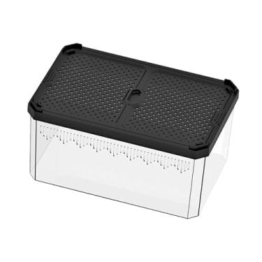 Imagem de WeiLaiKeQi Terrário de répteis com caixa de alimentação e porta deslizante, gaiola de transporte, tanque, gaiola de habitat para bicho-da-seda, lagartixas, M