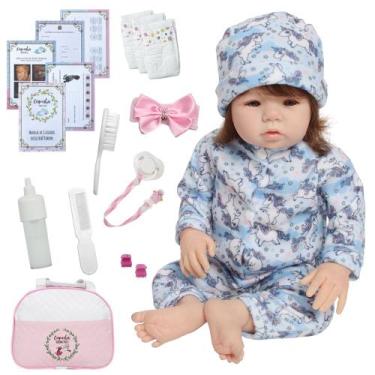 Imagem de Bebe Reborn Menina 100% Silicone Fio a Fio Pode Molhar - Cegonha Rebor