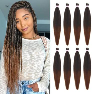 Imagem de Extensão de cabelo trançada Dorsanee Ombre pré-esticada de 70 cm