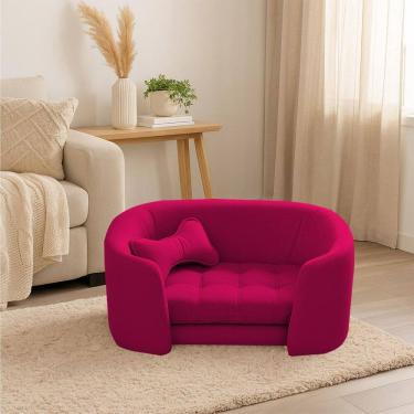 Imagem de Poltrona Cama Pet Luxo Mell Veludo Premium Para Cães E Gatos Pink
