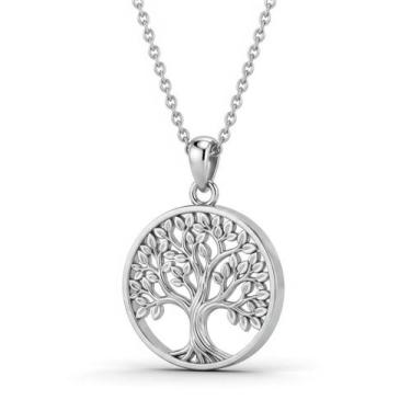 Imagem de Colar Árvore da Vida  Couro Preto com Pingente Prata Retro - A1, Corre