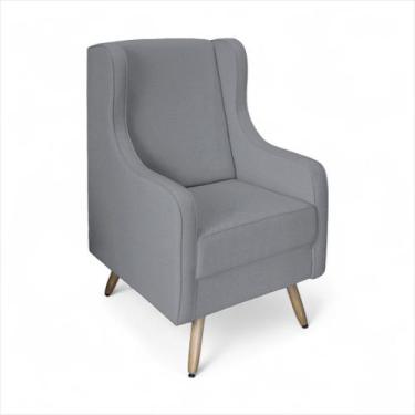 Imagem de Poltrona de Amamentação Pés Palito Ayla Veludo Cinza Escuro - Loja She