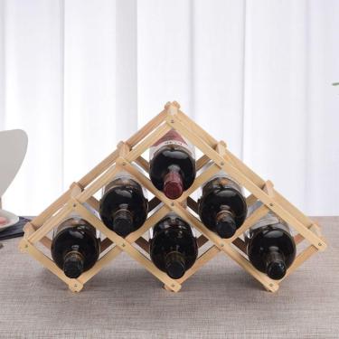 Imagem de Adega Retratil Rack Vinhos Madeira Suporte Porta 6 Garrafas