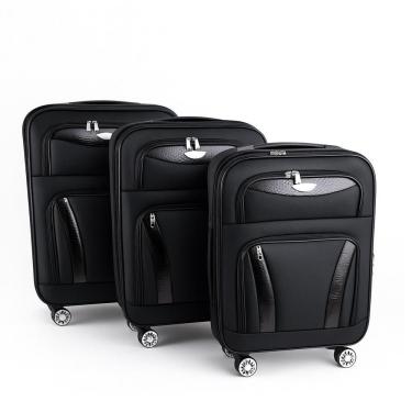 Imagem de Kit Malas Viagem Rigidas 3 Peças Preta Expansivel 4 Rodas Giratorias 360º Cadeado Senha Bolso Frontal Tamanhos P M G