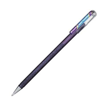 Imagem de Pentel K110 Dual Hybrid Dual Metallic Gel Rollerball Pen Pacote de Glitter Gel 1 2 Efeitos de em madeira clara/papel escuro 0,5 mm Violeta/atendida Blau