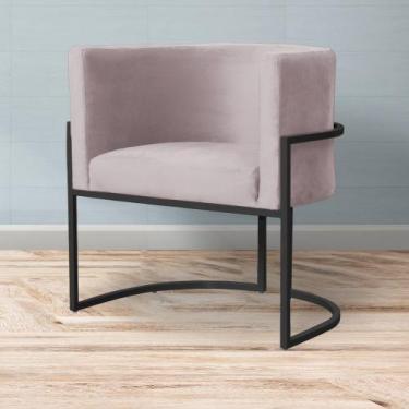 Imagem de Poltrona Decorativa Recepção Base Preta Luna Veludo - Straso Móveis, V