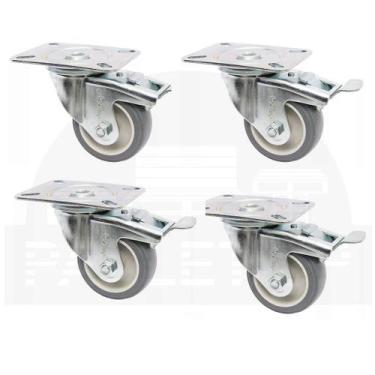 Imagem de Rodízios para Pallet M-02 - Kit com 4 Rodízios com Trava e Parafusos -