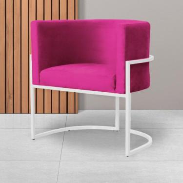 Imagem de Poltrona Decorativa Sala de Estar Luna Suede Base Branca - Straso Móve