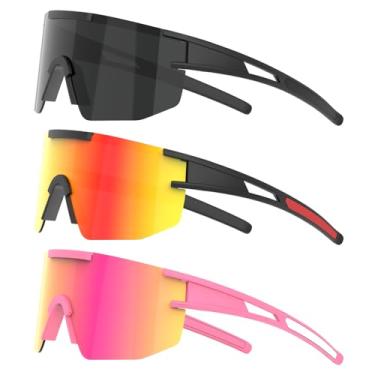 Imagem de Óculos de sol para ciclismo masculino e feminino, esportivo, polarizado, para corrida ao ar livre, pacote com 3, 1-4-11