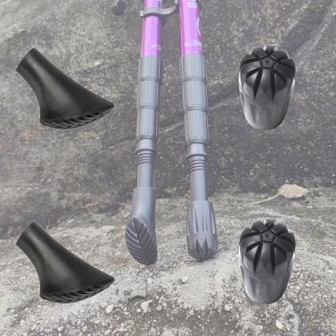 Imagem de Pacote com 4 pontas de borracha para bengala de caminhada com orifício de 11 mm (0,43 pol.) – Substituição de pontas de mastro de caminhada para bastões de caminhada, bastões de esqui e muito mais