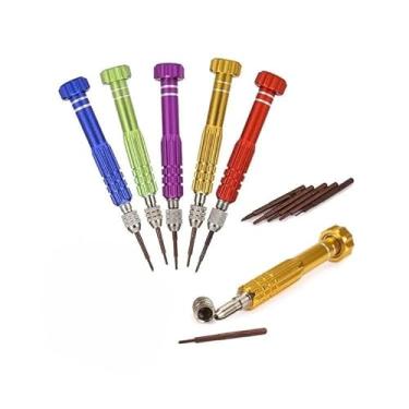 Imagem de Chave de fenda para reparo de óculos, conjunto de chaves de fenda de precisão 5 em 1 para óculos de sol, relógio, laptop, eletrônicos, celular e joias - brocas magnéticas