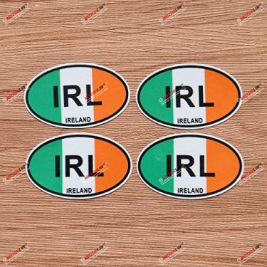 Imagem de Adesivo decalque de vinil bandeira irlandesa com código oval IRL da Irlanda - pacote com 4 brilhantes, 5 cm - para copo de laptop de carro, barco, laptop