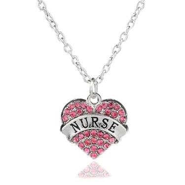 Imagem de Colar de coração de enfermeira para mulheres, presentes de graduação, presente para estudantes de enfermagem, presente de agradecimento para enfermeiras, One Size, Aço inoxidável, Sem Pedra Preciosa
