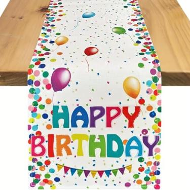 Imagem de Corredor de mesa de feliz aniversário colorido balão confete toalha de mesa de jantar aniversário comemorar festa de aniversário 33 x 274 cm