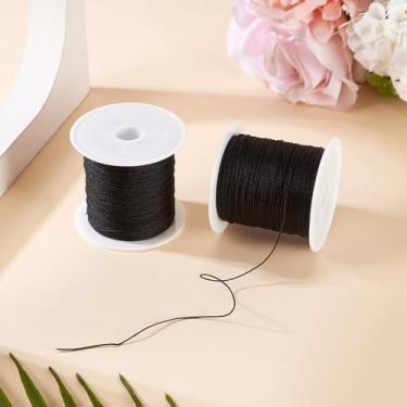 Imagem de 2 rolos de fio de nylon de 0,4 mm para pulseiras, cordão de nó chinês preto, fio de contas de nylon para pulseiras trançadas, colares de contas, artesanato em macramê