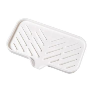 Imagem de Saboneteiras de silicone para banheiro com bico de drenagem - organizador de pia de banheiro e cozinha, suporte de esponja, bandeja de sabonete, perfeito para dispensador, esfregão, garrafa, copo na